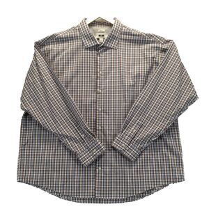 Joseph Abboud Sz 3X Multicolor Plaid Button Up Shirt Long Sleeve Cotton Academia
